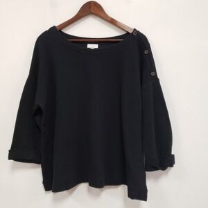 J Jill Womens Oversized 3/4 Sleeve Top Size 2X Black Round Neck Office Career